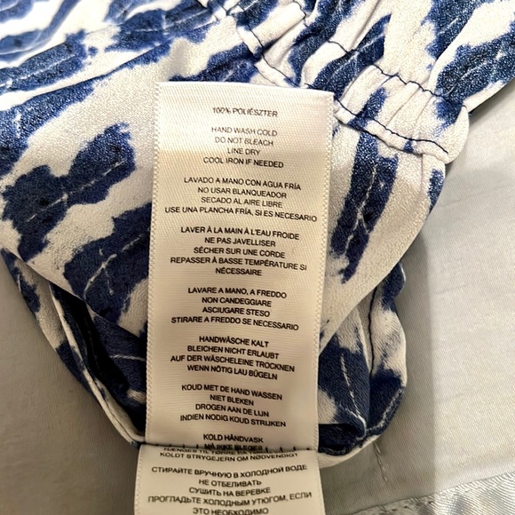 MICHAEL Michael Kors Blue White Tie Dye Style Print Polyester Blouse Sz M - Picture 10 of 11